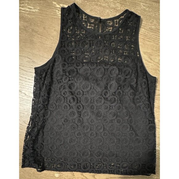 Nanette Lepore Black Lace Sleeveless Top Whimsy Goth Quiet Luxury Minimalist - Picture 3 of 8